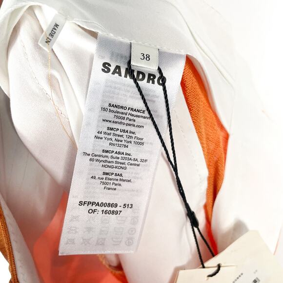 Sandro Hisae Orange Suit 2-pc Set Collared Pants Blazer (TWO SIZES!) Sz 36 / 38 - Picture 16 of 16
